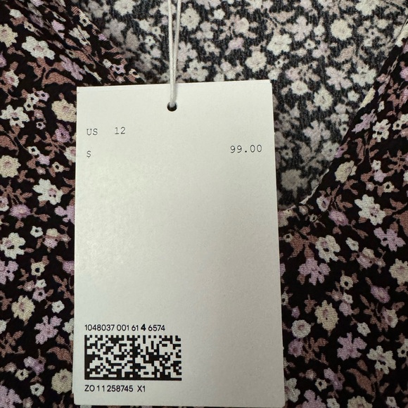 & Other Stories Tie Neck Mini Dress | Size 12 | Floral Purple NWT - Picture 3 of 3